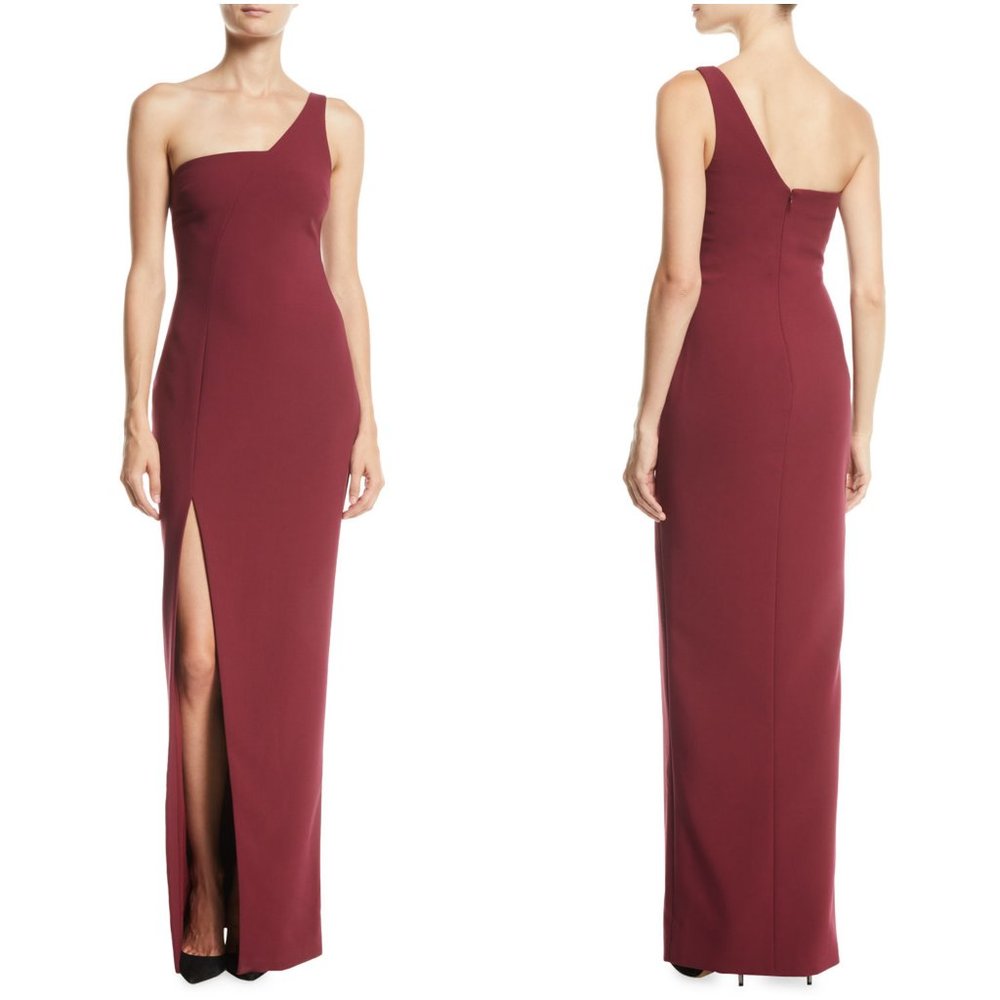 Likely Briar One Shoulder High-slit Column Gown Zinfandel 4 XS s wine maxi dress